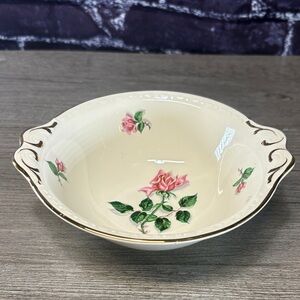 Vintage Homer Laughlin 1953 Eggshell Georgian Rose and Scroll Lugged Bowl